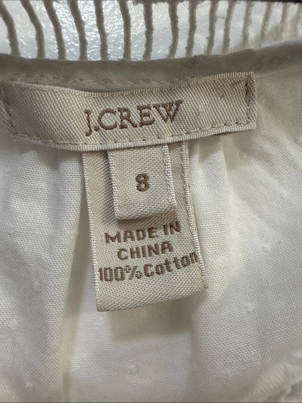 J. Crew White Swiss Dot Lace-Trim Peasant Top